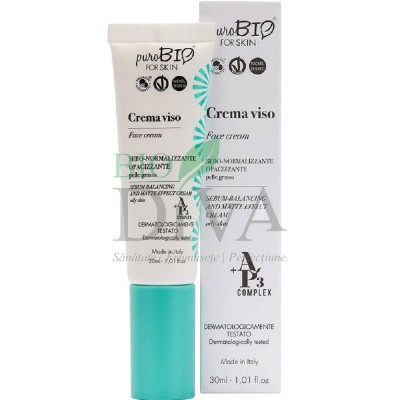 Cremă matifiantă pentru ten gras cu acid hialuronic PuroBio Cosmetics